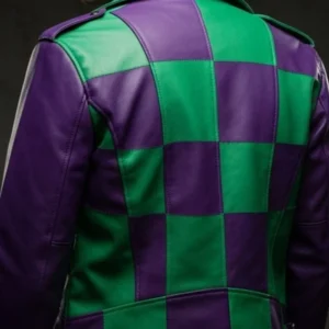 Joker Green and Purple Biker Leather Jacket