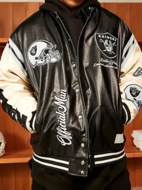 Las Vegas Raiders Black Bomber Jacket Back