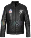 Las Vegas Raiders Black Leather Jacket FRONT VAN