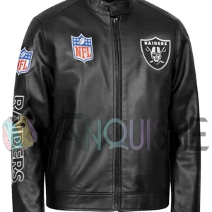 Las Vegas Raiders Black Leather Jacket RIGHT VAN