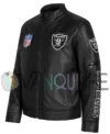 Las Vegas Raiders Black Leather Jacket left VAN