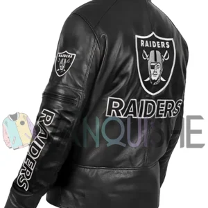 Las Vegas Raiders Black Leather Jacket left back van