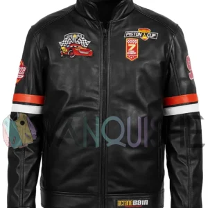 Lightning McQueen Black Leather Jacket front