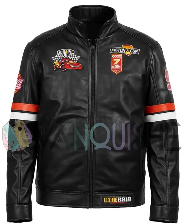 Lightning McQueen Black Leather Jacket front