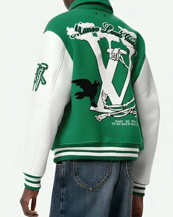 Louis Vuitton Green Varsity Jacket Back
