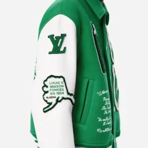 Louis Vuitton Green Varsity Jacket Side Look