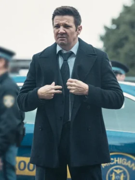 Mayor of Kingstown S04 Jeremy Renner Blue Wool Coat