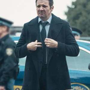 Mayor of Kingstown S04 Jeremy Renner Blue Wool Coat