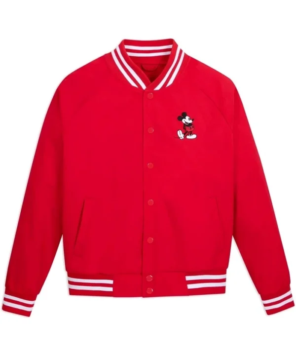 Mickey Mouse Red Varsity Jacket Back
