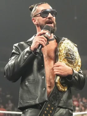 Monday Night RAW Seth Rollins Black Leather Jacket Front