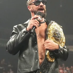 Monday Night RAW Seth Rollins Black Leather Jacket Front