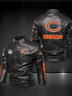 Morrie Chicago Bears Black Leather Jacket