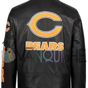 Morrie Chicago Bears Black Leather Jacket back