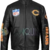 Morrie Chicago Bears Black Leather Jacket front