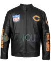 Morrie Chicago Bears Black Leather Jacket front