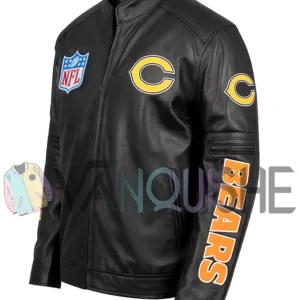 Morrie Chicago Bears Black Leather Jacket left