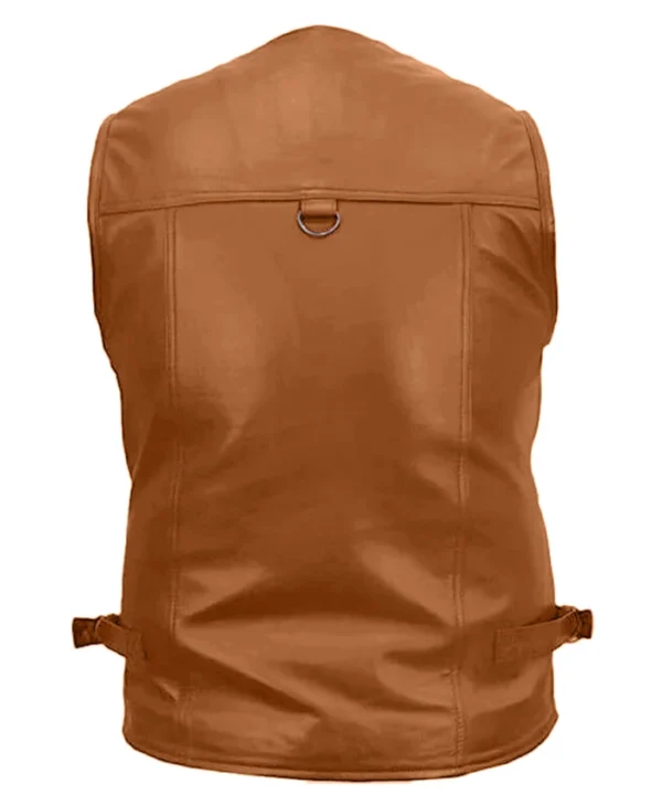 Multiple Pockets Military Tactical Leather Vest Brown