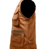 Multiple Pockets Military Tactical Brown Leather Vest Back