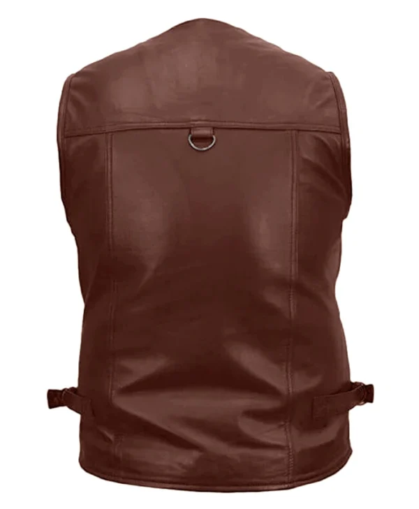 Multiple Pockets Military Tactical Coffee Brown Leather Vest