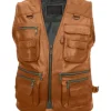 Multiple Pockets Military Tactical Brown Leather Vest Side