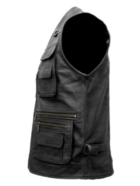 Multiple Pockets Military Tactical Leather Vest Back