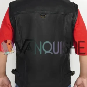 Multiple Pockets Military Tactical Leather Vest back