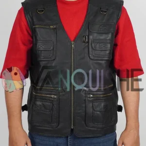 Multiple Pockets Military Tactical Leather Vest front