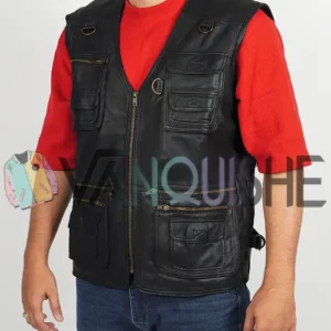 Multiple Pockets Military Tactical Leather Vest leftt