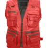 Multiple Pockets Military Tactical Red Leather Vest