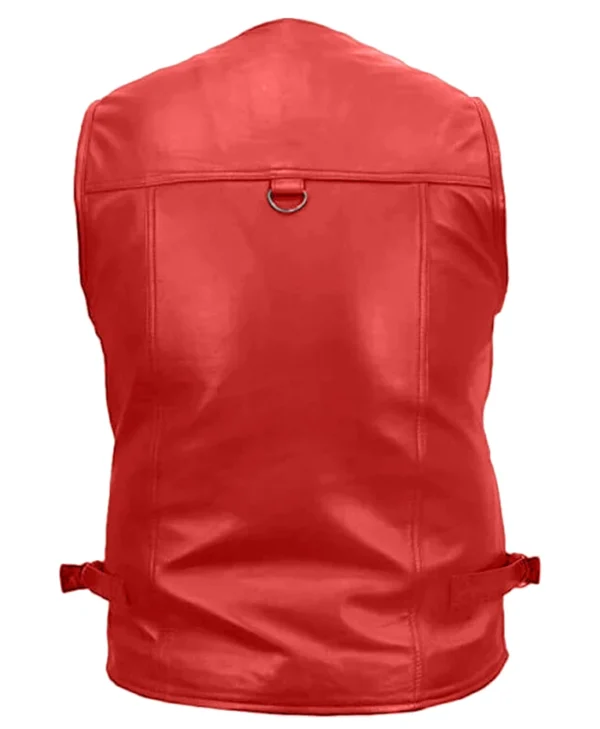 Multiple Pockets Military Tactical Red Leather Vest