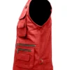 Multiple Pockets Military Tactical Red Leather Vest Back