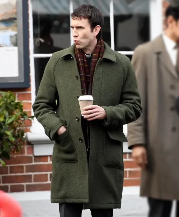 Murder Before Evensong S01 Matthew Lewis Green Wool Coat
