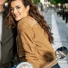 NCIS Tony and Ziva S01 Cote de Pablo Brown Suede Jacket Side