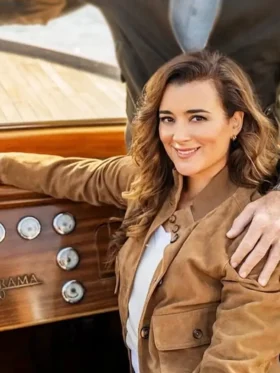 NCIS Tony and Ziva S01 Cote de Pablo Brown Suede Jacket Back