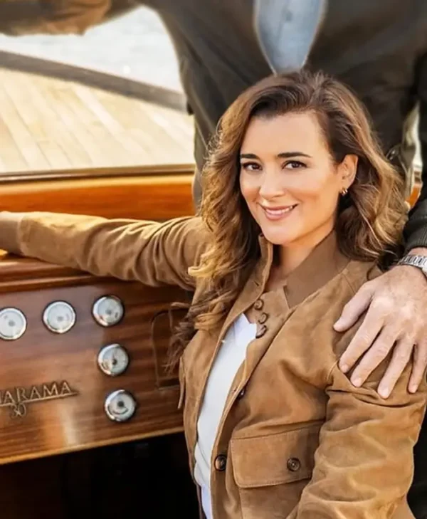 NCIS Tony and Ziva S01 Cote de Pablo Brown Suede Jacket Back