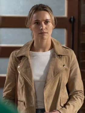 Neighbours Majella Davis Suede Leather Jacket Side