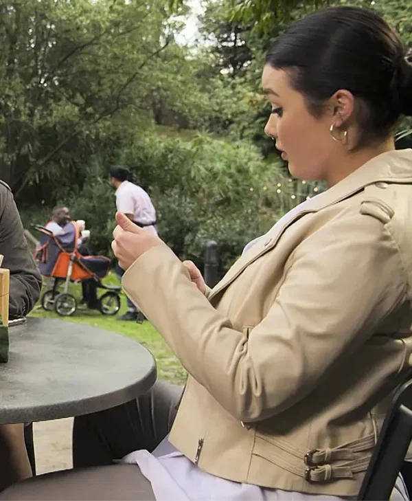 Neighbours Sadie Rodwell Beige Leather Jacket