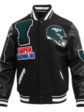 New York Jets Mashup Black Varsity Jacket
