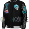 New York Jets Mashup Black Varsity Jacket left