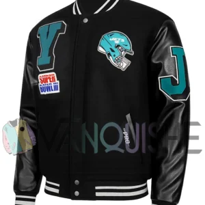 New York Jets Mashup Black Varsity Jacket left