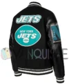 New York Jets Mashup Black Varsity Jacket right back