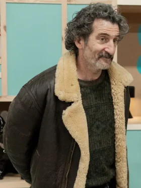 Old Dog New Tricks S01 Luis Zahera Shearling Leather Jacket Front