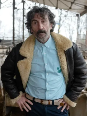 Old Dog New Tricks S01 Luis Zahera Shearling Brown Leather Jacket