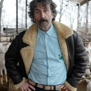 Old Dog New Tricks S01 Luis Zahera Shearling Brown Leather Jacket