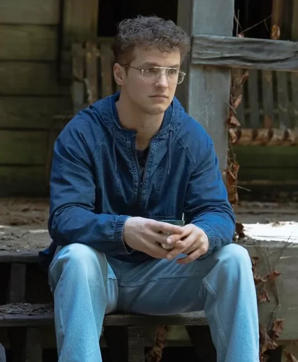 Peacemaker S02 Freddie Stroma Blue Jacket Side