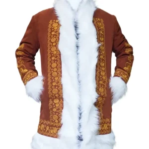 Penny Lane Embroidered Suede Leather Coat Side