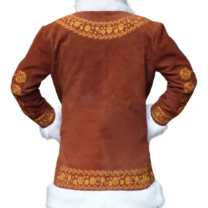 Penny Lane Embroidered Suede Leather Coat