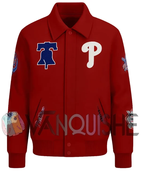 Philadelphia Phillies World Series Red Varsity Jacket front