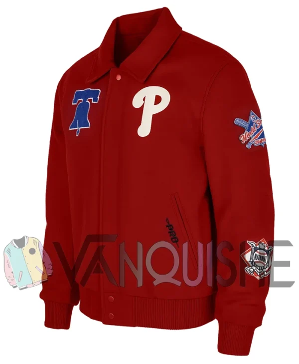 Philadelphia Phillies World Series Red Varsity Jacket left