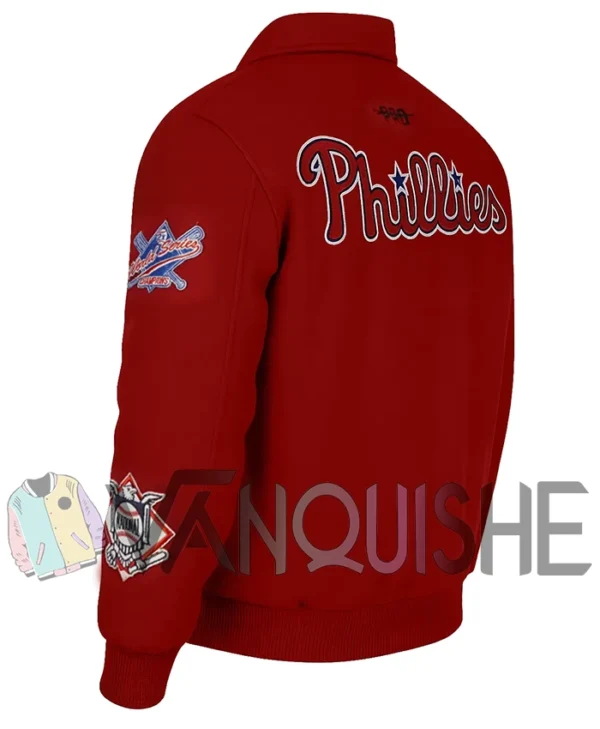 Philadelphia Phillies World Series Red Varsity Jacket left back